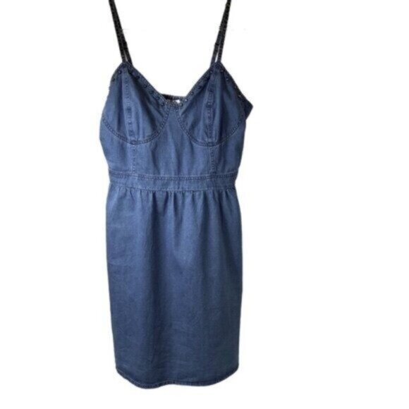 Dizzy Lissy Chambray Studded Slip Summer Dress Small - Picture 1 of 8